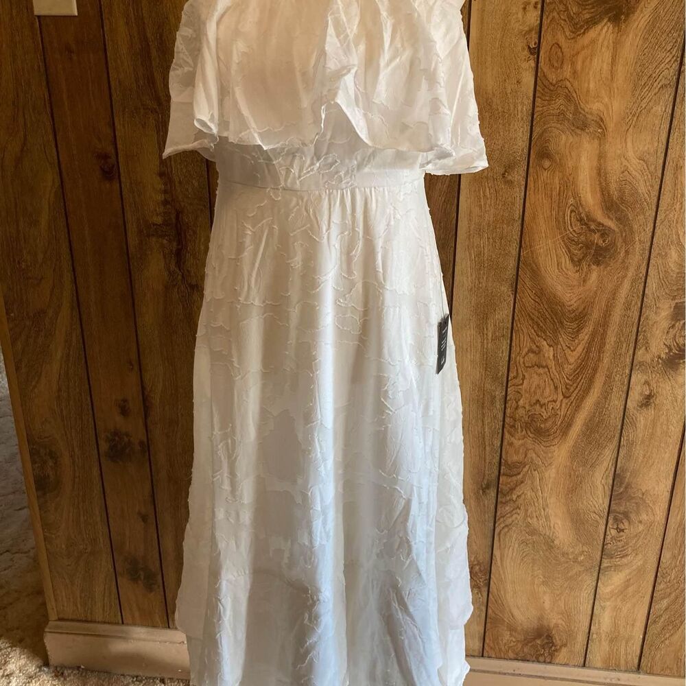 Lulus Off The Shoulder Midi Length Floral Appliqué Tiered Dress Size M